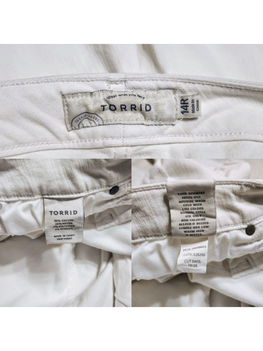 Torrid White Ripped Distressed Mid Rise Stretch Denim Jeans 14 Regular - Picture 8 of 10